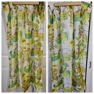 Pair of Mid Century Bright Cheery Fruit/Floral Pinch Pleat Fiberglass Curtains!
